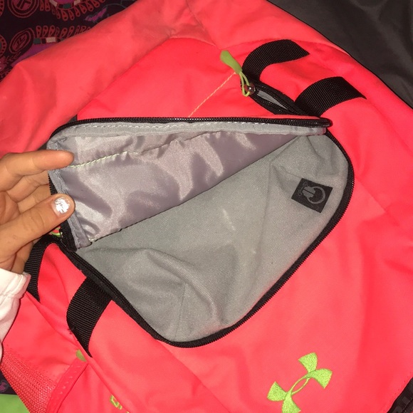 Bright Coral and neon green Underarmour backpack - Picture 3 of 4